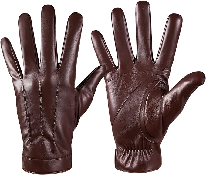 Winter Leather Gloves for Men,Touchscreen Snow Driving Gloves with Cashmere Lining for Motorcycle Driving Riding…
