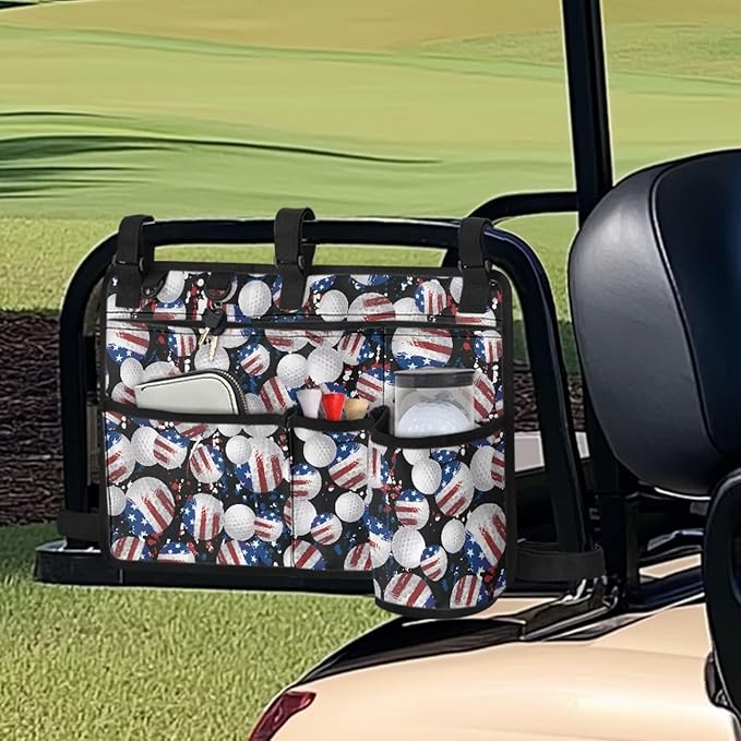 Fashion Golf Cart Rear Seat Organizer Lightweight Storage Bag Accessories for Club Car, Wheelchair and Walker