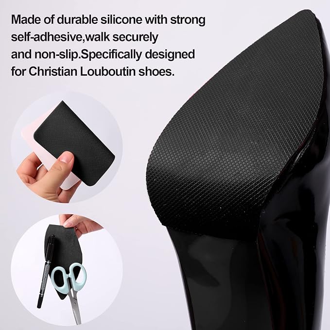 Shoe Sole Protector, Non-Slip Pads Grips, Sticker for Bottom of Shoes (2 Pair Black + 1 Pair Heel Liner, 6.0"4.0")