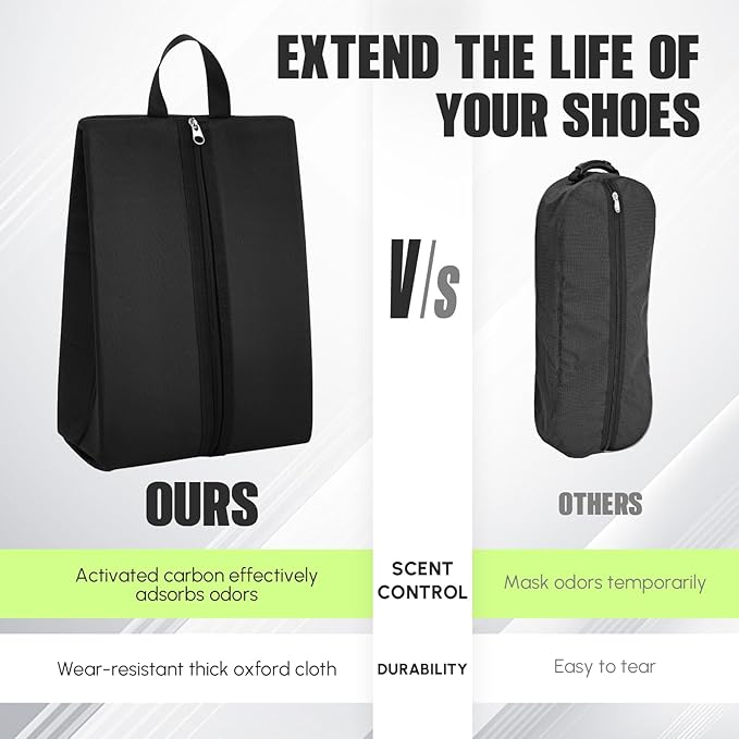 2 Pack Smell Proof Shoe Cleat Bag for Travel Water-resistant Odor Absorbing Lightweight Golf Soccer Shoe Storage Organizer Shoe Pouch with Zipper Dust-proof for Gym Sports Travel Work