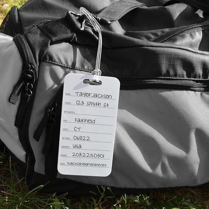 ChalkTalkSPORTS Golf Luggage & Bag Tag | Personalized Team with Golf Ball | Standard Lines on Back | Large | Yellow/Purple