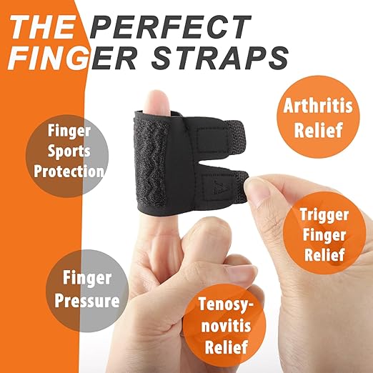 2PCS Finger Splints (No Metal Support) – Adjustable Neoprene Finger Straps/Wraps for Arthritis, Tendonitis & Athletic Stress Relief, Compression Tape for Sports (Basketball, Tennis, Volleyball, Badminton, Golf) – Double Finger Design, L