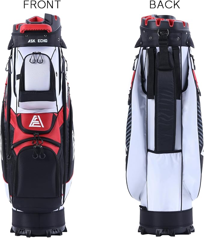 ASK ECHO T-Lock Golf Cart Bag with 14 Way Organizer Divider Top, Premium Cart Bag with Handles and Rain Cover for Men