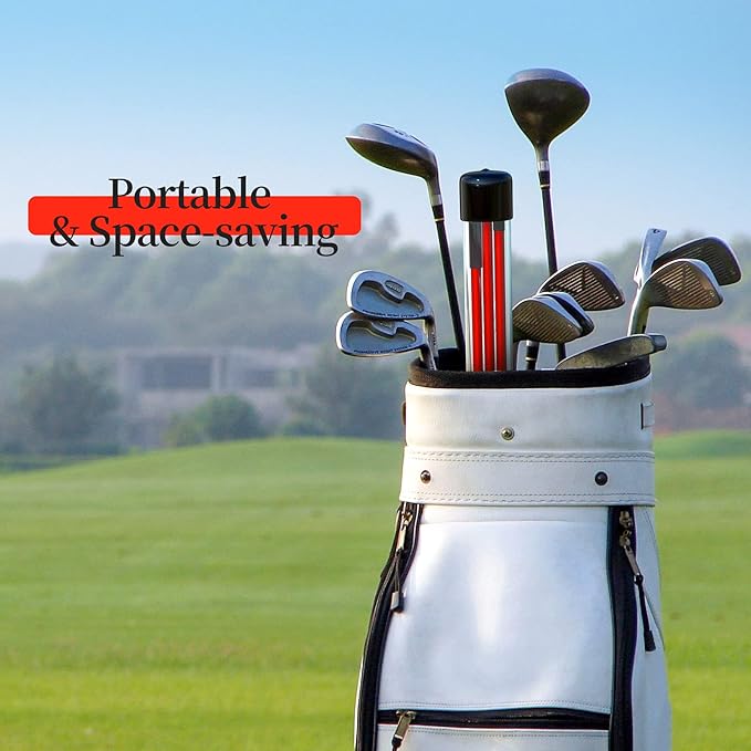 MoKo Golf Alignment Stick, 2 Set Golf Alignment Rods, 48" Collapsible Alignment Stick Golf Training Aid for Aiming, Putting, Posture Corrector, Golf Practice Sticks with Clear Tube Case