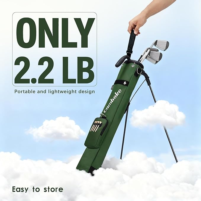 Lightweight Golf Stand Bag, Portable and Durable Golf Carry Bag with Padded Strap and Pocket, Sunday Bag for The Driving Range, 2-Way Divider Practice Bag for Men and Women