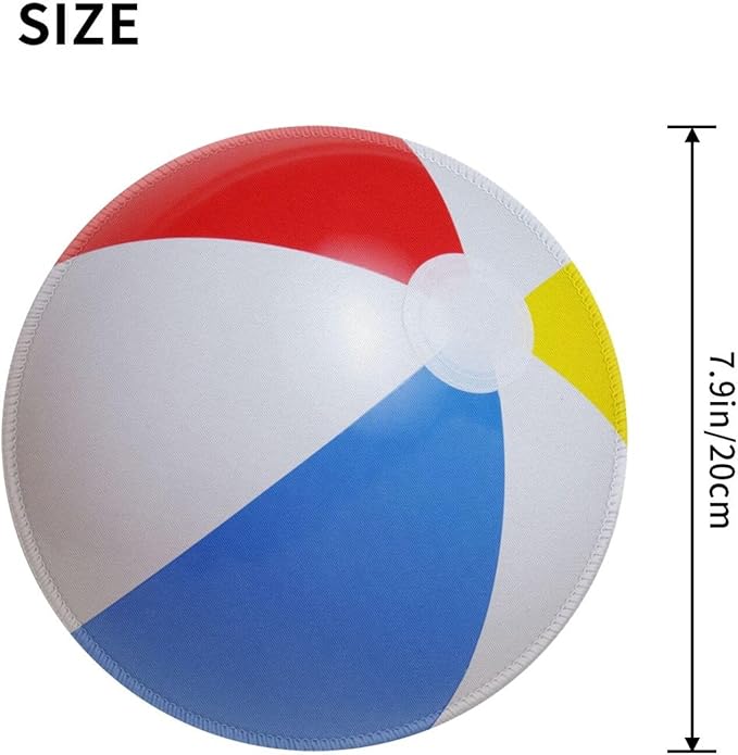 Novelty Beach Ball Round Mouse Pad, Small Gaming Mousepad with Stitched Edge, Non-Slip Rubber Base Mouse Mat Office Desk Accessories for Laptop Computer Decor 7.9 X 7.9 Inch