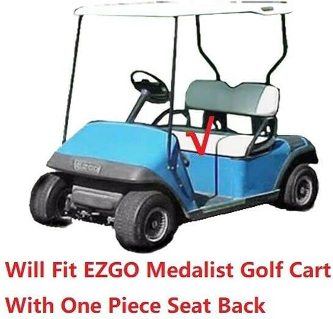 Huskey 4PCS Golf Cart Front/Rear Seat Covers for EZGO Medalist/TXT 94-13 Custom Two-Tone Black/Red Diamond Stitching with Red Piping, Marine Grade Vinyl Material, Staple on Design
