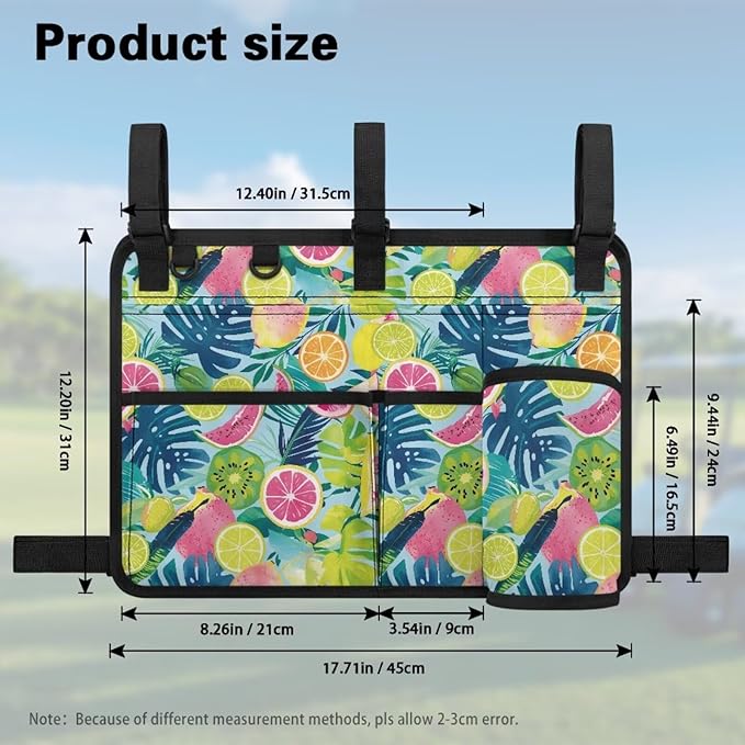 Fashion Golf Cart Rear Seat Organizer Lightweight Storage Bag Accessories for Club Car, Wheelchair and Walker