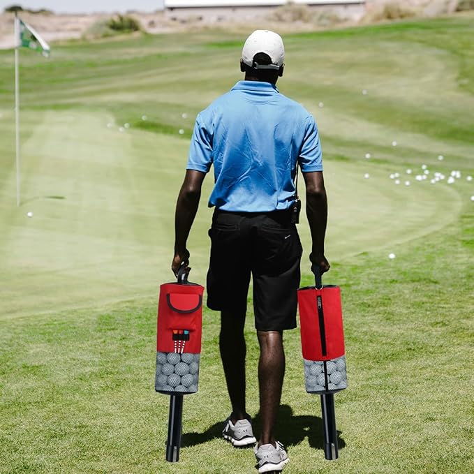 HOW TRUE Golf Ball Retriever, Portable Shag Bag Golf Ball Pick Up with Removable Plastic Tube, Pocket Shagger Storage