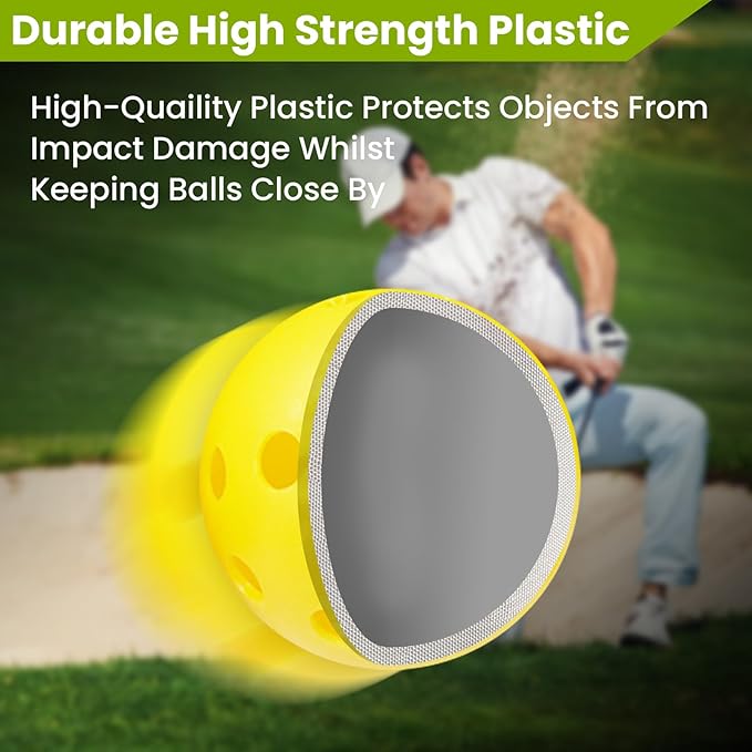 Golf Practice Balls Plastic Value 50 Pack and Golf Ball Bucket with Handle, Limited Flight Sports Training Ball, Indoor Outdoor Backyard Garden Driving Range Use