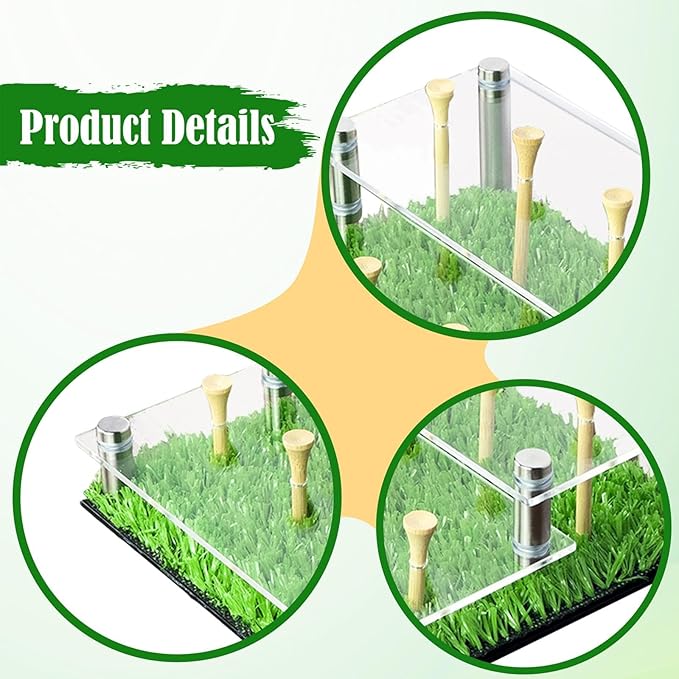 Golf Ball Display Case, Balls Rack with Tees 2 Tier Acrylic Stand Holder for Tennis