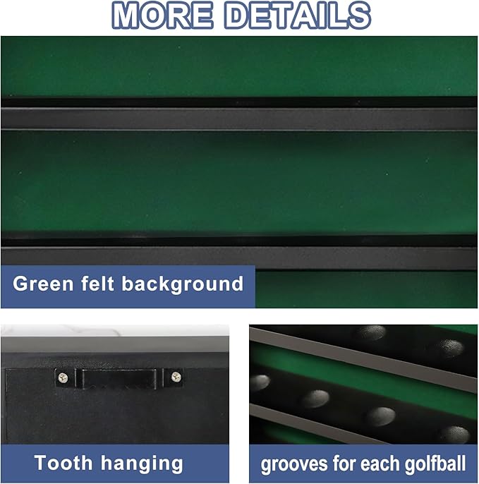 KCRasan Golf Ball Display Case - Wall Mounted Holder with Glass Door, Ideal Gift for Golf Enthusiasts