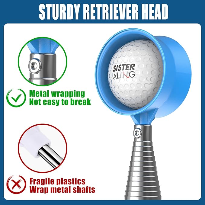 9ft/12ft Water Telescopic Golf Ball Retriever，Classic and Durable Stainless Steel Picker Upper, The Best Accessory Gift for Men and Women Golfers.