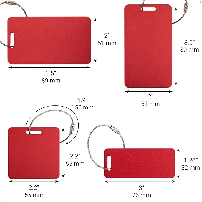 Personalized Luggage Tags for Suitcases Custom Metal Name Tags for Backpacks Bags Travel - Vertical (Green)