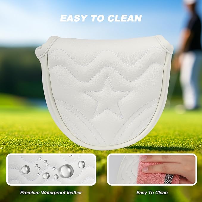 4pcs or 1pc Golf Club Head Covers for Woods, Driver, Fairway, Hybrid – Premium PU Leather with Interchangeable Tags & Magnetic Blade and Mallet Putter Covers