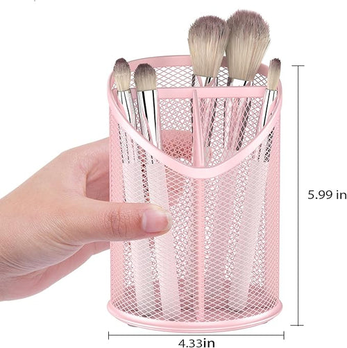 2 Pack Pen Holder Mesh Round Pencil (Pink)