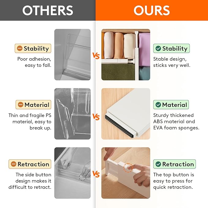 Lifewit 16 Pack Drawer Dividers 4" High, 11-17" Adjustable Drawer Organizers for Clothes, Expandable Dresser Separators in Bedroom/Bathroom/Kitchen/Fridge/Office Organization and Storage, Beige
