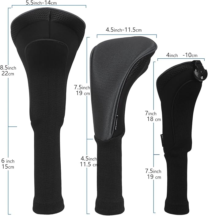 Craftsman Golf 3pcs/Set Meshy Neoprene Golf Club Headcover for Driver Fairway Hybrids Rescue