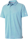 Mens Golf Shirt Moisture Wicking Dry Fit Performance Sport Short Sleeve Striped Golf Polo Shirts for Men