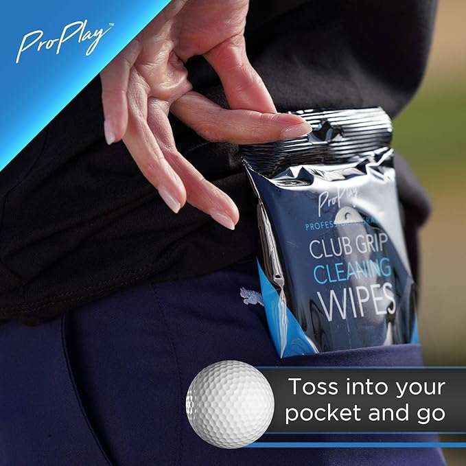 ProPlay Club Grip Cleaning Wipes | Powerful Cleaner Removes Grime, Dirt, and Sweat | Restore Tackiness of Golf Club Grips | Convenient, Resealable Pack - Unscented 8 Pack