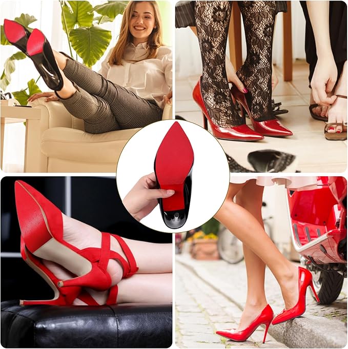Red Bottoms Sole Protector,Shoe Sole Protector for Christian Louboutin, Anti Slip Shoe Grips Pads Compatible with Louboutin Shoes -2 Pairs（8.0"×4.5",Red）