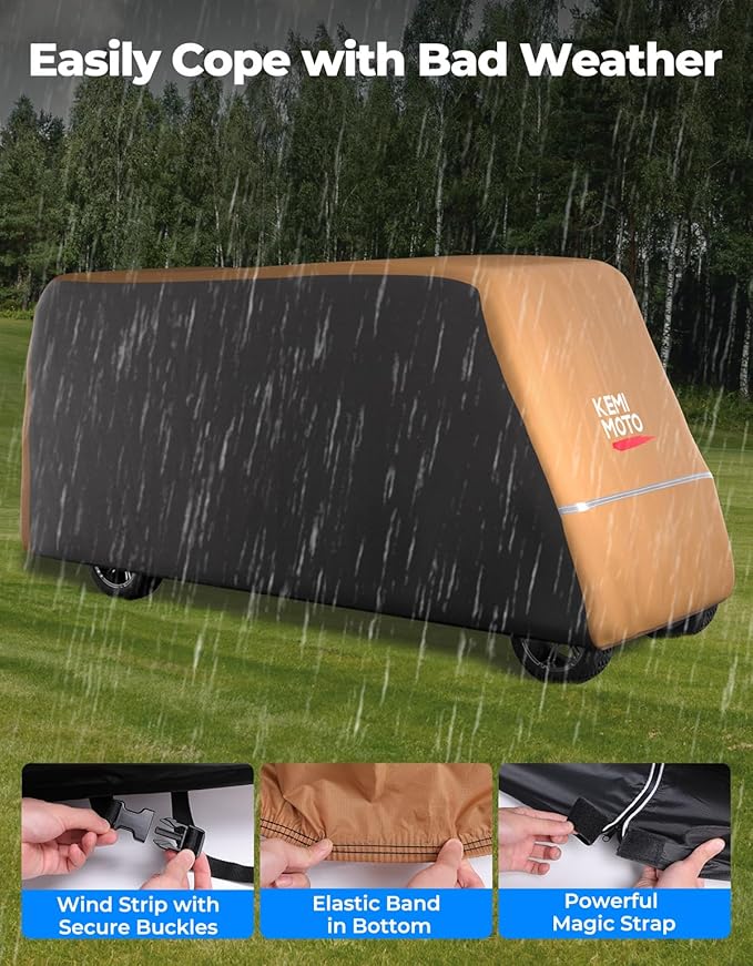 KEMIMOTO Golf Cart Cover, 2/2+2/4/4+2/6/6+2/8 Passenger Heavy Duty Golf Cart Rain Covers with Storage Bag Universal Compatible with EZGO Club Car