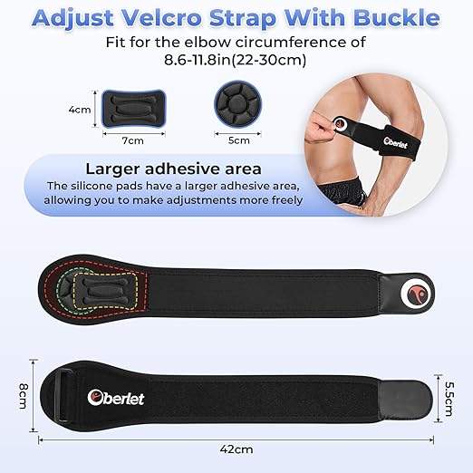 Tennis & Golfer's Elbow Brace for Men & Women with Tendonitis & Elbow Pain Relief - Adjustable Strap & Compression Pads, Arm Forearm Support Band - Orange 1 Pack