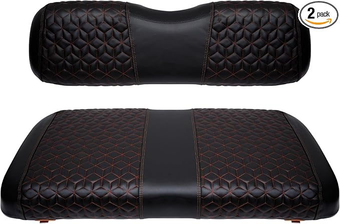 Golf Cart Seat Covers Front for EZGO TXT 1994-2013 Standard Seat Cushion, EZGO Vinyl Leather Seat Cover Set Replacement Accessories, No Staples, Black(4 PCS)