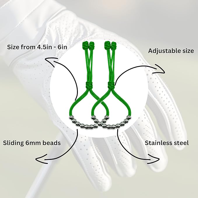 LAMIBEE Pack of 2 Golf Glove Bead Stroke Counter, 10 Stainless Steel Beads Score Counter for Gloves, Stroke Count Resizable Easy to Adjust Golf Round Scoring Tracker Accessory