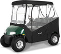 Golf Cart Enclosure 2 Passenger for EZGO TXT RXV 2-Seater 600D Waterproof Transparent Driving Rain Cover 57.5 Inch Roof 4-Sided Clear Windows Roll-Up Door Black