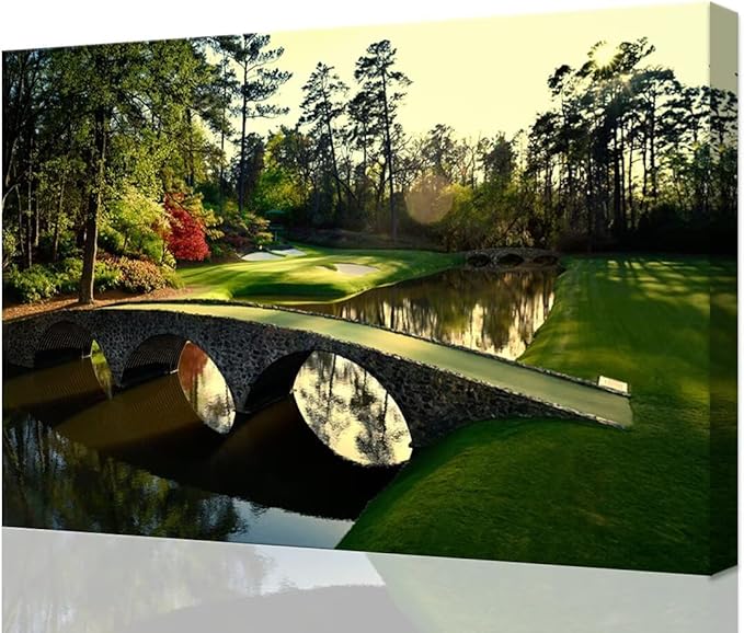 chenchenArt Augusta National Golf Course Wall Art for Living Room Bedroom Bathroom Home Decorations Golf Art Golf Picture Poster Canvas Prints Framed Ready to Hang(12''H x 16''W)