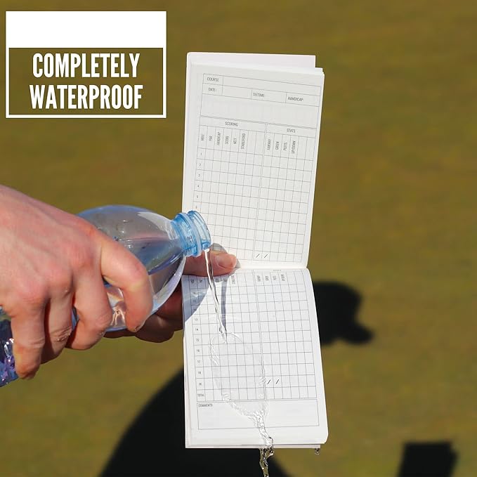 PU Leather Golf scorecard Holder & 2 Weatherproof Golf Notebook with Golf Yardage Book/Golf Scorecard Book - Golf Notebook + 30x scorecards. Golfers Journal, Perfect Golf Gadgets for Men/Woman