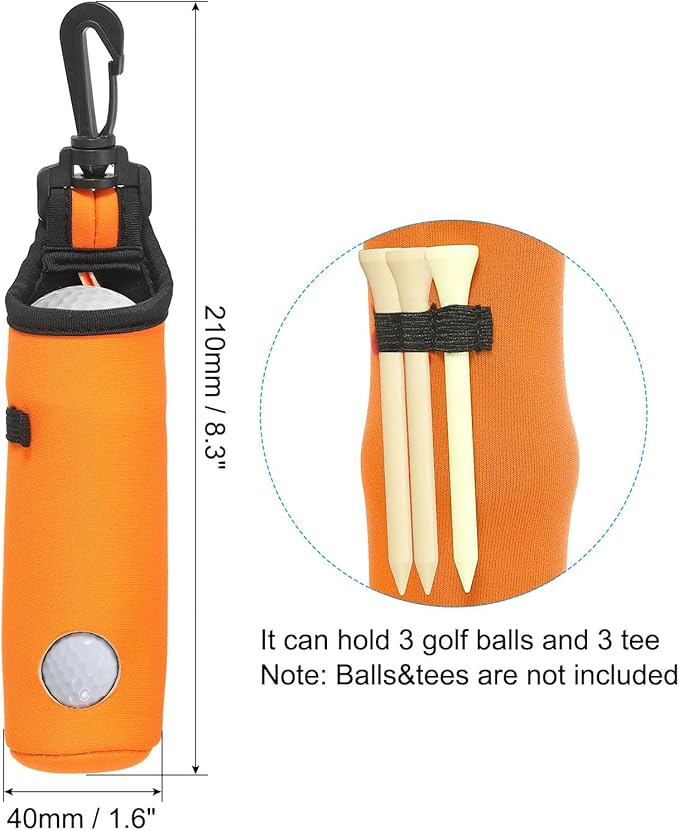PATIKIL Golf Ball Carry Bag, Golf Tee Holder Pouch Portable Neoprene Golf Ball Holder with Clip for Men and Women Storage Gifts