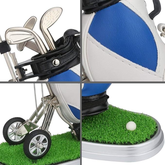 Golf Gift Golf Pens Holder, Golf Bag Holder with 3 Pieces Aluminum Pen Golf Bag Pencil Holder for Men