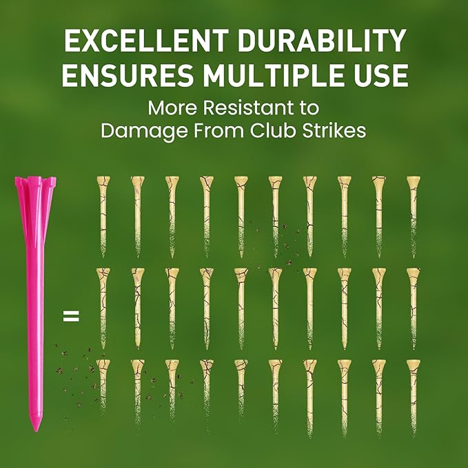 FINGER TEN Golf Tees Plastic Unbreakable Easy to Find Bulk Value 500 Count, 2 3/4 3 1/4 Inch Stable Tee Driving Range Reduce Friction, Green Red White USA Flag Practice