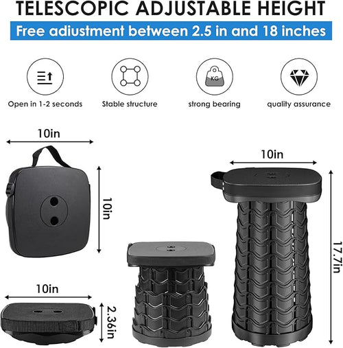 2 Pack Collapsible Stool - Lightweight Folding Stool, 485lbs Capacity, Portable for Adults, Camping, Fishing, Hiking, Outdoor, Travel