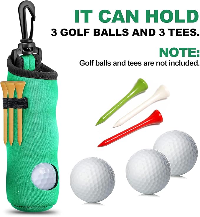 4 Pieces Golf Tee Holder Golf Ball Carry Bag Pouch Ball Holder Keychain Belt Clip Gifts Accessories