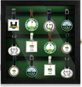Golf Bag Tag Collection Display Case Holds 40 Bag Tags 16.54 x 15.35 x 1.77 Inch Wall Mount Wooden Shadow Box W/98% UV Acrylic Door Lockable Storage Display Box for Collection (Black, Green)
