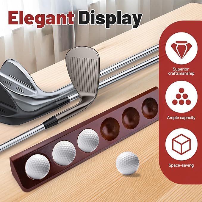 Wooden Golf Ball Display Case Wall Mount, 12 Standard Golf Balls Display Holder Stand, Wall&Desktop Golf Balls Decor Rack, Sport Memorabilia Collectibles, Gift for Golf Enthusiasts