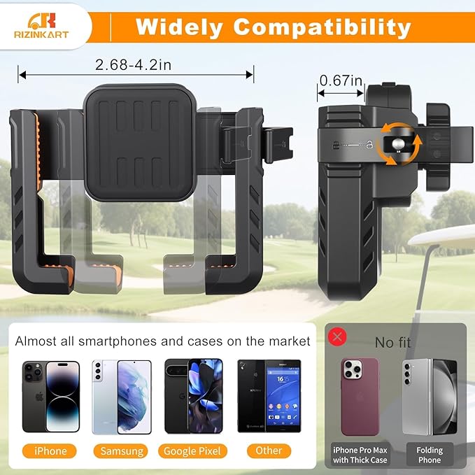 Golf Cart Phone Holder Magnetic, Compatible with EZGO/Club Car/Yamaha,with Upgrade N52 Magnets and 360° Rotation,Golf Phone Mount with Ultra Strength Magnetic for Cell Phone iPhone,Samsung