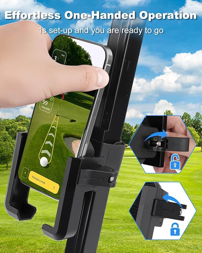 Golf Cart Phone Holder Mount Magnetic, Golf Cart Phone Caddy Compatible with iPhone/Galaxy/Google Pixel/Motorola Fit EZGO/Club Car/Yamaha/ICON/Zone