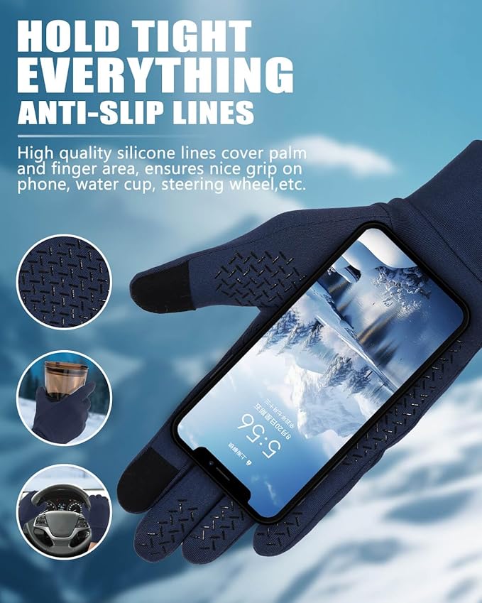 Aegend Lightweight Winter Gloves for Men Women, Warm Running Gloves Touchscreen Thermal Glove Liners for Cold Weather Driving, Cycling & Hiking, Non-Slip, Elastic Cuff, Stretchy, Durable