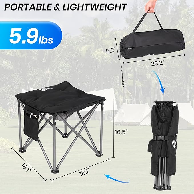 2 Pack Camping Stool with Removable Padded Folding Outdoor Stool Camping Stool Padded Oversized Ottoman Camping Chair Foot Rest Camp Stool Folding Stools