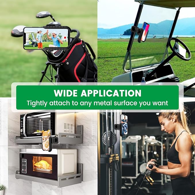 Golf Cart Phone Mount Holder Compatible with iPhone Galaxy Google Pixel Motorola, Golf Magnetic Phone Holder Compatible with Golf Cart EZGO Club Car Yamaha, Ultra Strength Magnets Cell Phone Caddy