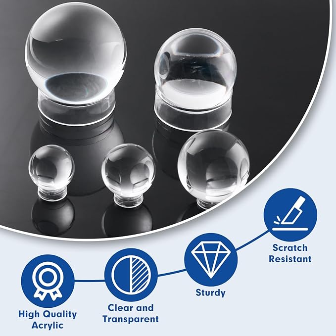 Small Clear Display Stand Ring Holder | 30 PCS (0.6 Inches) | Round Beveled Pedestal for Dragon Ball, Golf, Baseball, Egg, Spheres, Marble | Hold Up to 10lb | Perfect for Small Collections