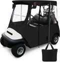 Golf Cart Deluxe Driving Enclosure 2 Passenger Fits Club Car Precedent 2004-Up, Tempo & Onward 2017-Up, Fits Short Roof 42.6" W and 59.9" L, Clear Window with Door Zippers 600D Rain Cover