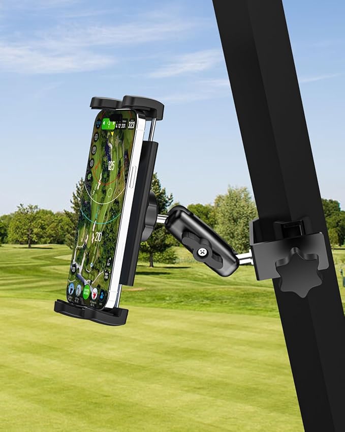 Z Fold Golf Cart Mount, [Metal Square Clip] Golf Cart Tablet Phone Holder, 360° Swivel Tablet Phone Clamp for EZGO/Club Car/Yamaha, Fits Galaxy Z Fold 7 6 5 4 3 2, Pixel Fold, 4-13" Device