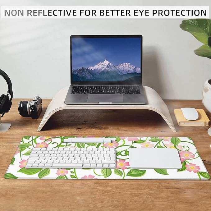 Cute Angel Large Gaming Mouse Pad,Elegant Trumpet Spiritual Desk Mat,31.5x11.8x0.12in Extended Non-Slip Rubber Red Mousepad,Computer Deskmat Gifts,Laptop Mice Pads Decor for Home Office