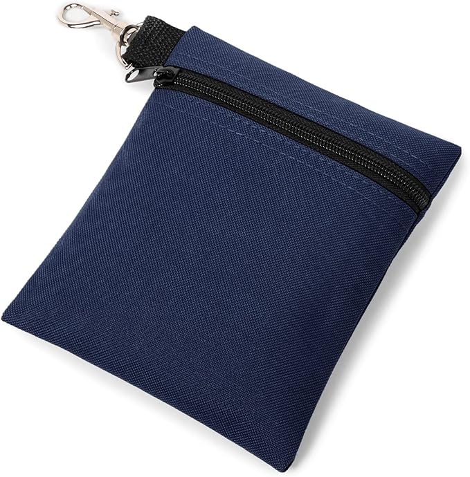 BuyAgain Golf Tee Pouch, 5.62 X 6.87 Inch Professional Zipper Golf Tee/Ball Pouch Bag with Metal Lobster Claw Clip