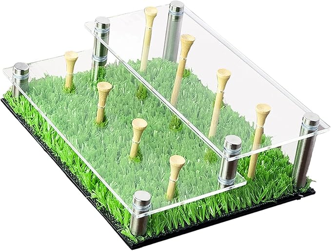 Golf Ball Display Case, Balls Rack with Tees 2 Tier Acrylic Stand Holder for Tennis